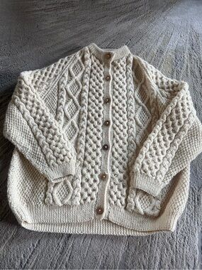 The Scotch House chunky cream cardigan sweater button cardigan Scotland XL